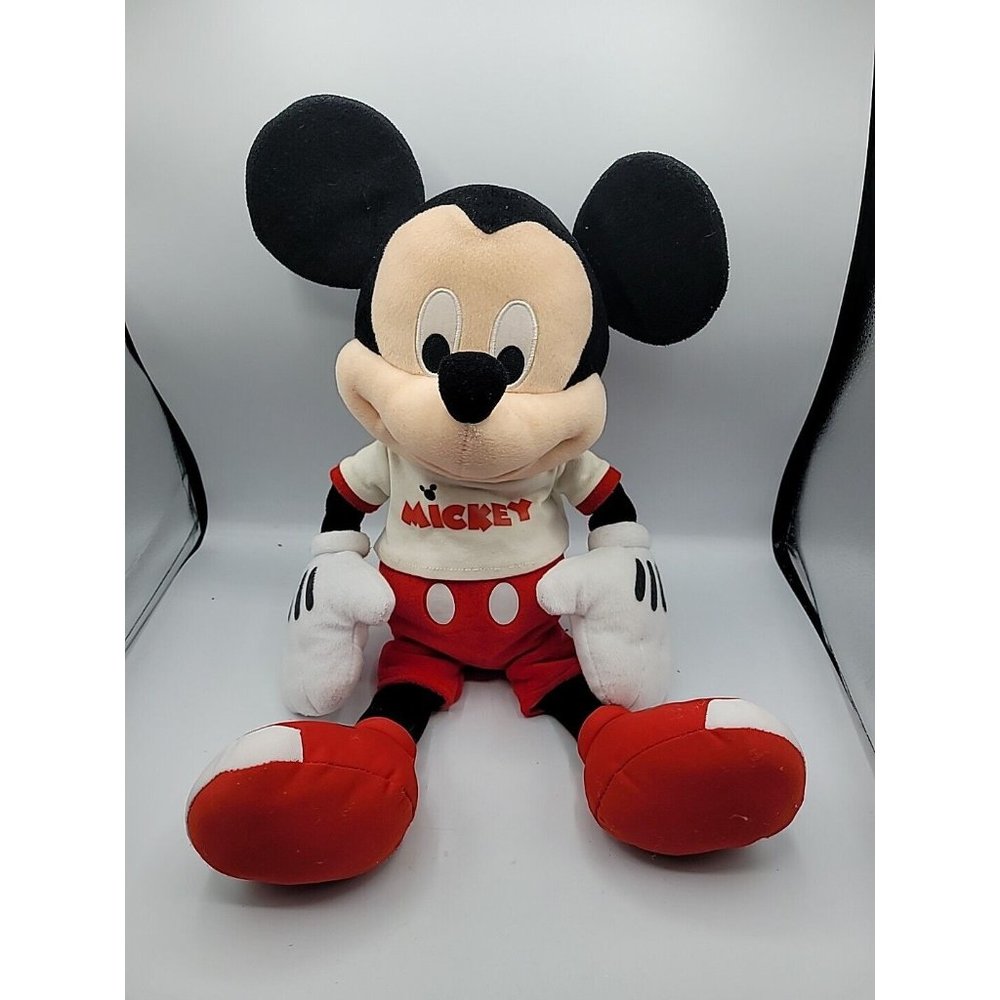 Vintage Disney Mickey Mouse Plush 1984 22" Stuffed Doll T Shirt Red White